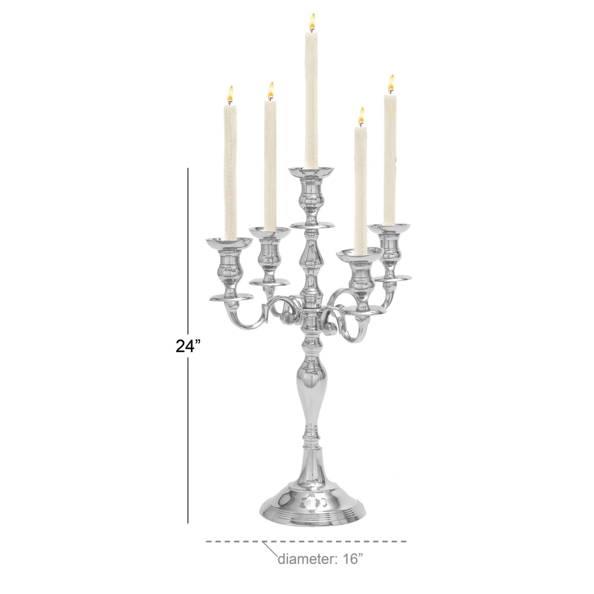 Silver Aluminum Traditional Candlestick Holders, 24" x 16" x 16"